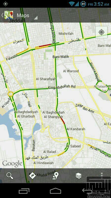 google map بعد دعم الملاحة العربية الان يدعم حركة المرور في جدة و